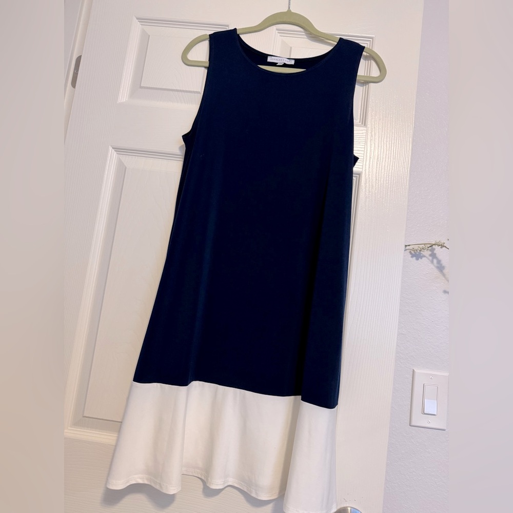 Navy and White Sleeveless Dress